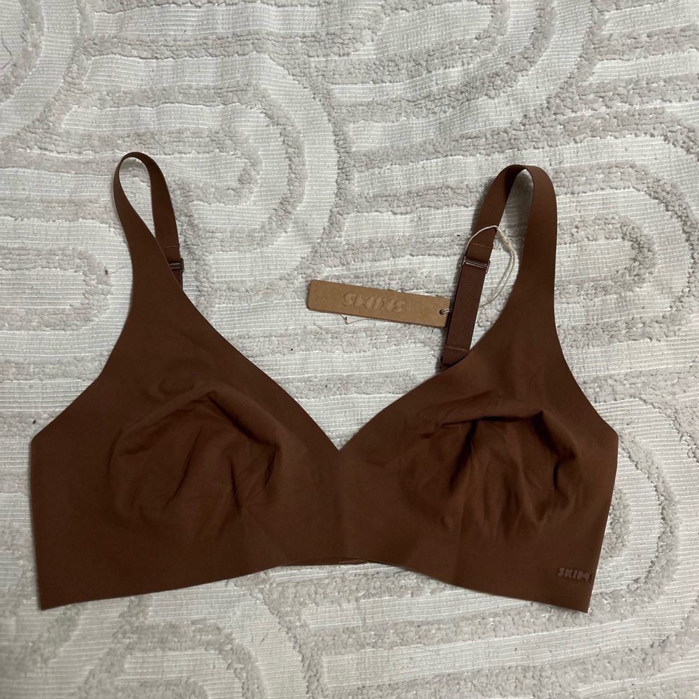 SKIMS Brown Bralette with Soft Fabric and Wide Straps